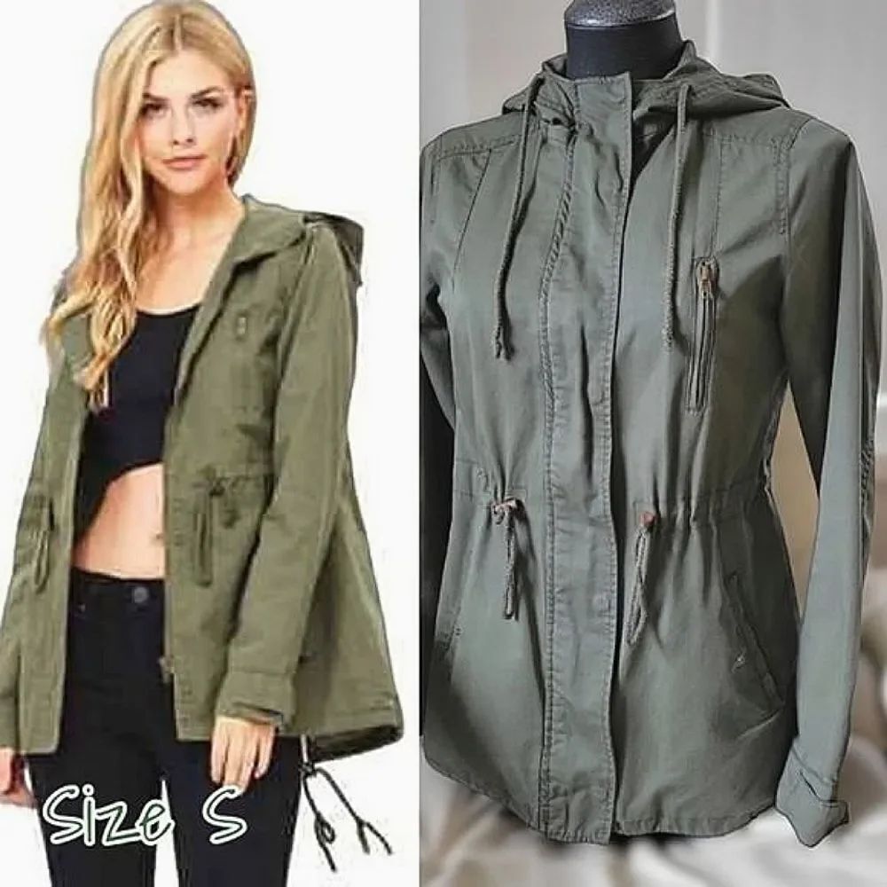 Ambiance army green hooded utility jacket